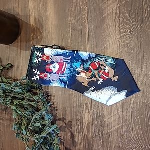 🌟3/$20The Christmas Collection Navy Neck Tie Santa Reindeer Football Novelty